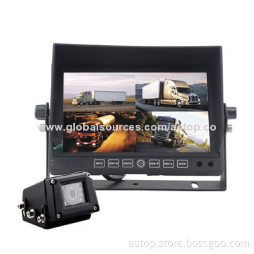 7-inch Car Quad Rear-view LCD Monitor with Remote Control, Multiple Languages, OSD Menu, Speaker